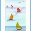 Petits voiliers colorés sur la mer - aquarelle Bord de mer