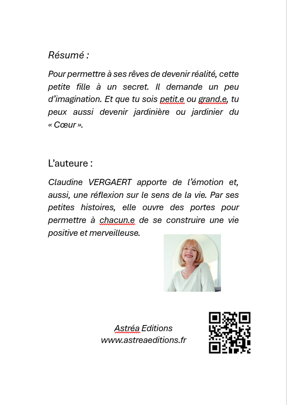 Couverture arrière du livre - Le jardin secret - avec le résumé de l'histoire et la présentation de l'auteure