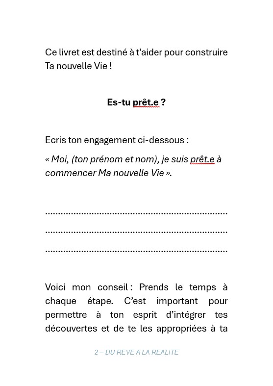 Page intérieure du livre - Du rêve à la réalité