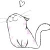Dessin d'un Petit chat calin avec un coeur