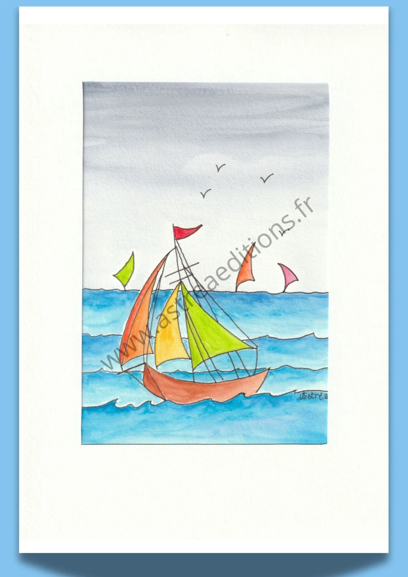 Cette composition à l'aquarelle 