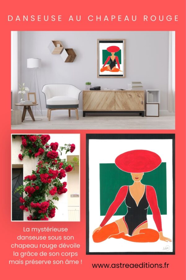Danseuse au chapeau rouge - composition de présentation Affiche de présentation du tableau Danseuse au chapeau rouge