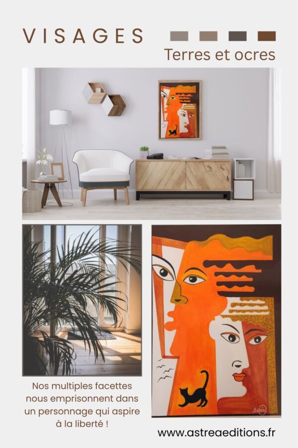 Visages - terres et ocres - composition de présentation Affiche de présentation du tableau 01 visages terres et ocres